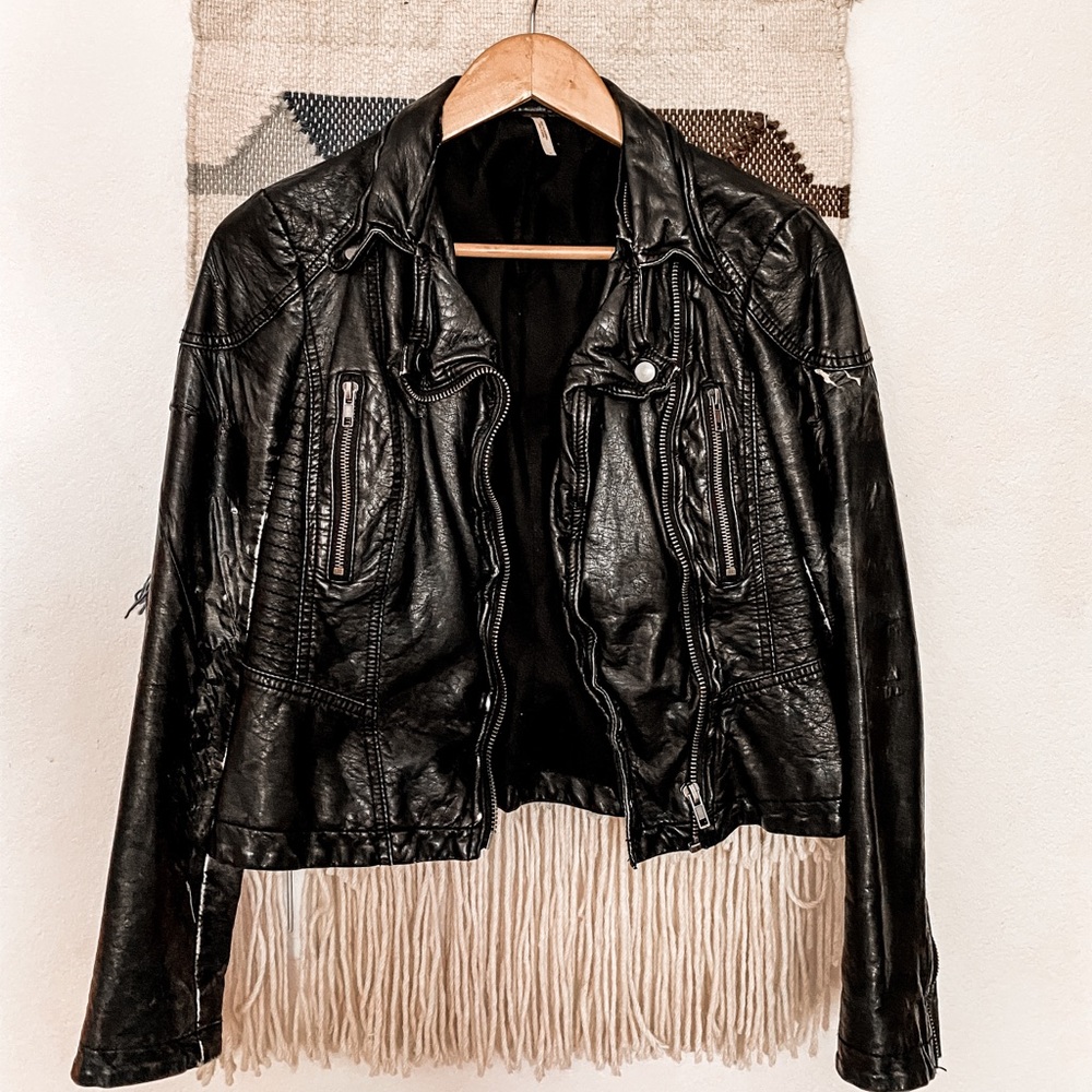 Free People Black Vegan Leather Moto jacket size 0